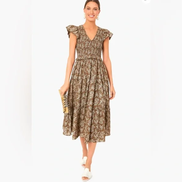 tuckernuck brown floral dress Cocoa Dot Chloe Dress